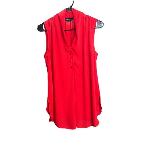 !SOLD! STORK & BABE Red Sleeveless Blouse Size XS Chiffon Valentine Red Top - Picture 1 of 8